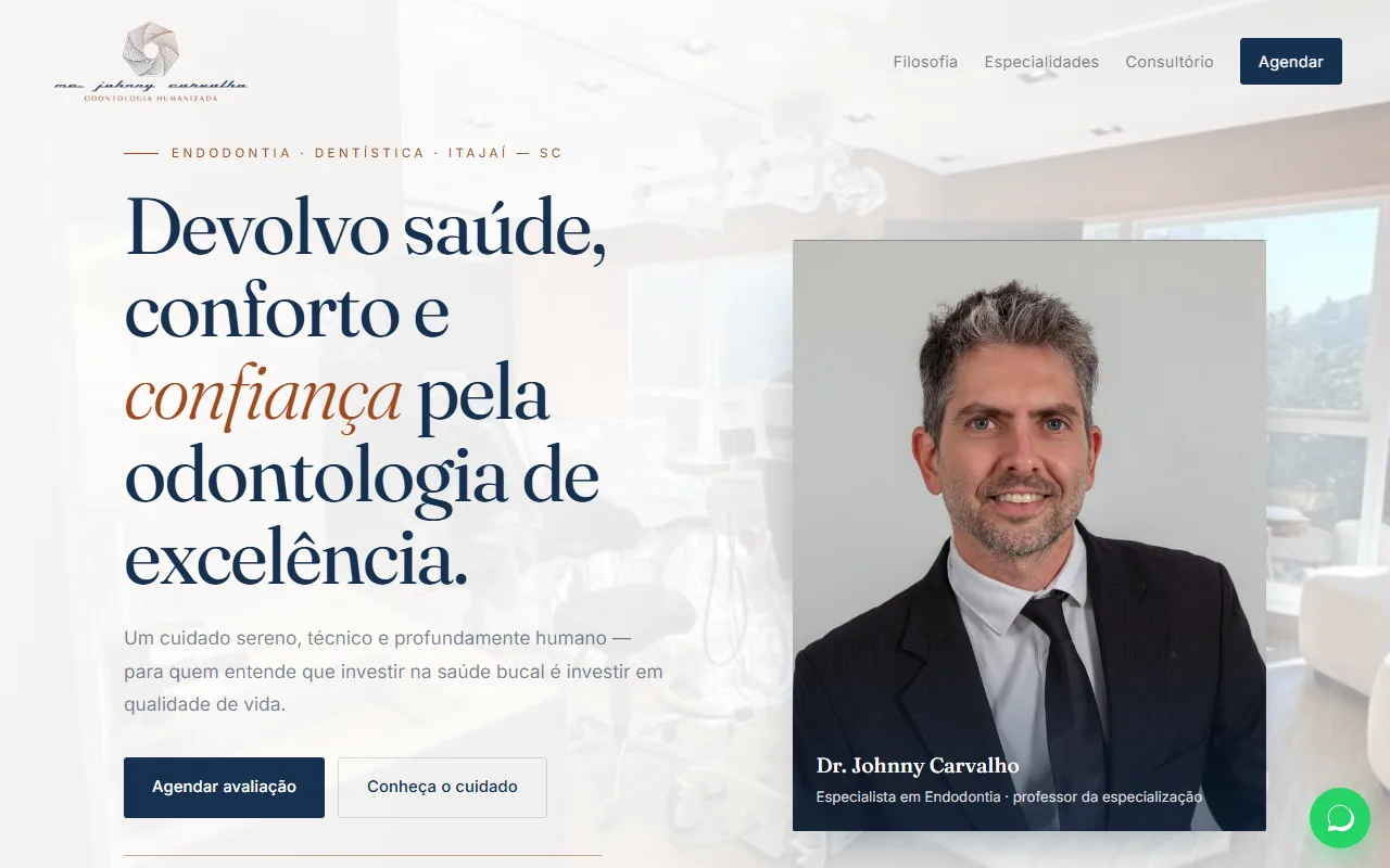 Landing page do Dr. Johnny Carvalho